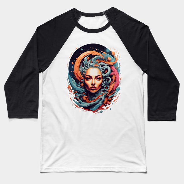 Psychodelic Space Face Baseball T-Shirt by Nerdlight Shop